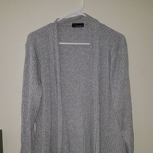 JM Fleurette Plus Size (3X) Gray Ribbed Cardigan.